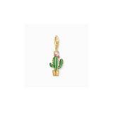 Colgante Charm cactus verde chapado en oro
