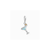 Colgante Charm copa de cóctel de azul plata