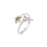 Anillo Estrella y Luna en Oro Blanco con Diamantes