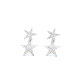 Aretes Doble Estrella en Oro Blanco con Diamantes