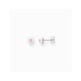 Pendientes de botón corazón con piedras rosas plata